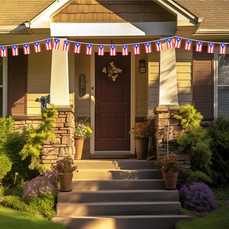 Rotenl Puerto Rico Small String Flags  50 Feet 38 Pcs Puerto Rican Pennant Banner Bunting Flags  Patriotic Events  Independence Day  Country Festival  Commemoration  Decorations (Puerto Rico) - Image 5