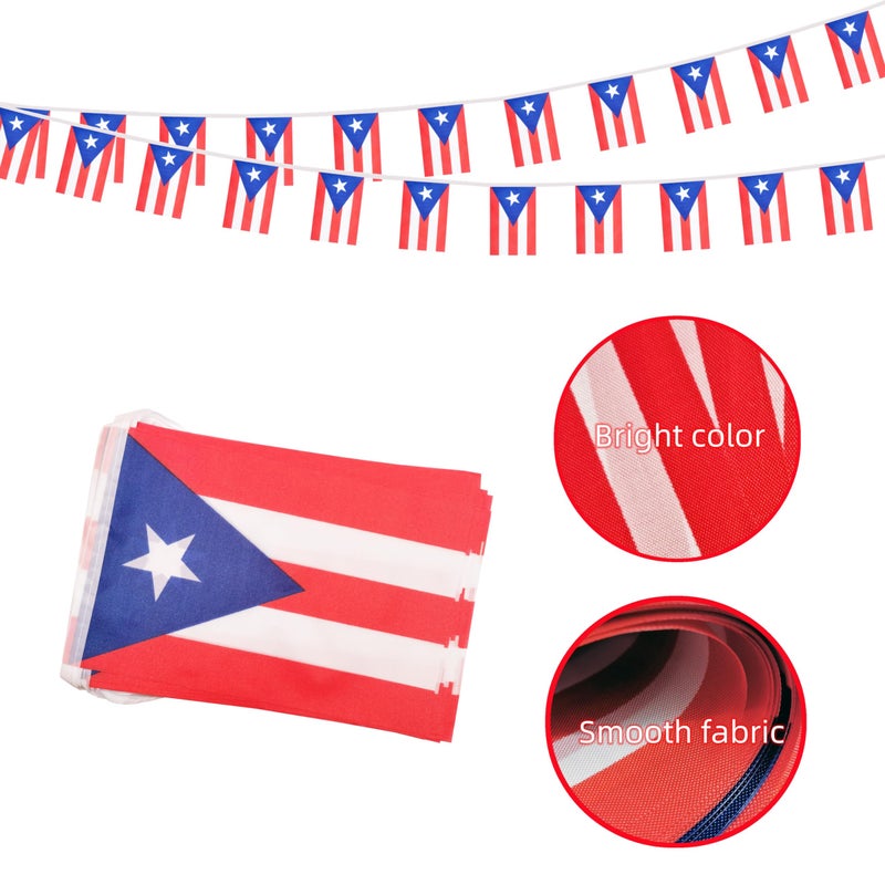 Rotenl Puerto Rico Small String Flags  50 Feet 38 Pcs Puerto Rican Pennant Banner Bunting Flags  Patriotic Events  Independence Day  Country Festival  Commemoration  Decorations (Puerto Rico) - Image 3