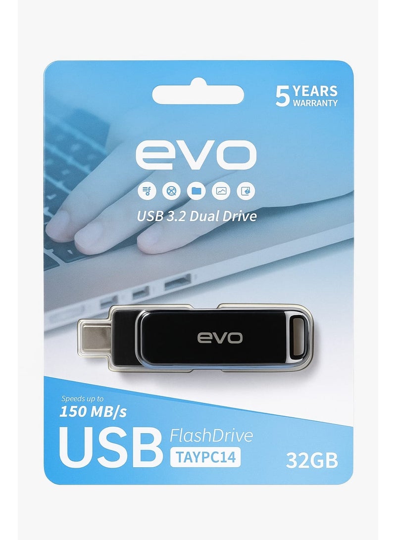 Flash Drive USB 3.2 Dual Drive 150 MB/s TYPC14 - 32 GB