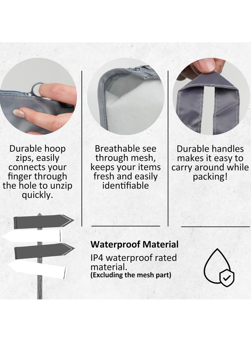 CHIYLE 7Pcs Travel Luggage Organizer Set – Lightweight Foldable Suitcase Packing Cubes with Toiletry Bag, Clothes & Shoe Pouch – Grey - Image 2