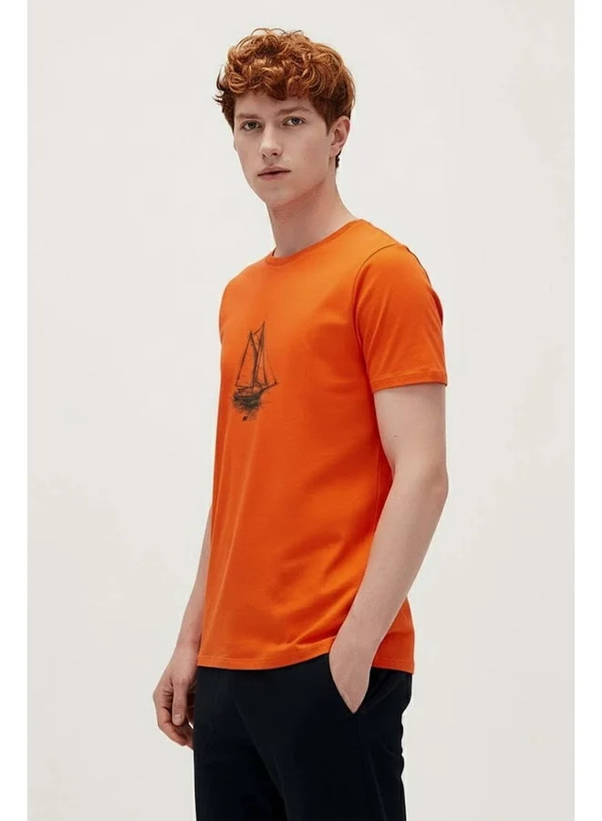 Bad Bear Art Of Journey Men's Orange Round Neck T‑Shirt.