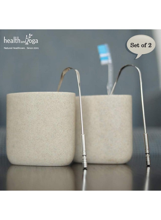 سول غيني مكشطة تنظيف اللسان من HealthAndYoga™ - صحية، مناسبة للاستخدام الجراحي، بمقبض غير صناعي - فرشاة تنظيف اللسان قابلة للتعقيم (فولاذ جراحي - عبوة من قطعتين) - Image 5