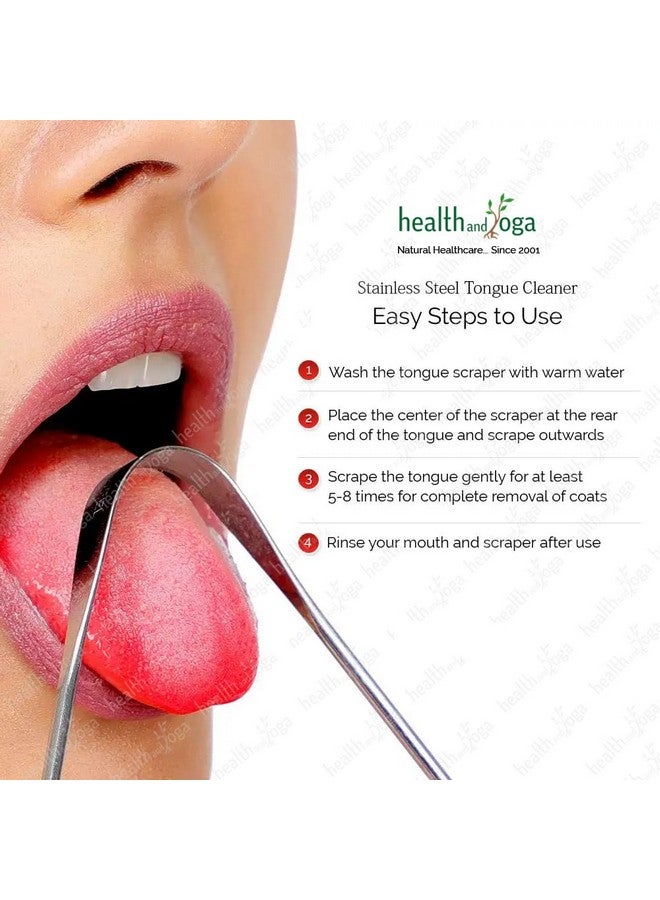 سول غيني مكشطة تنظيف اللسان من HealthAndYoga™ - صحية، مناسبة للاستخدام الجراحي، بمقبض غير صناعي - فرشاة تنظيف اللسان قابلة للتعقيم (فولاذ جراحي - عبوة من قطعتين) - Image 4