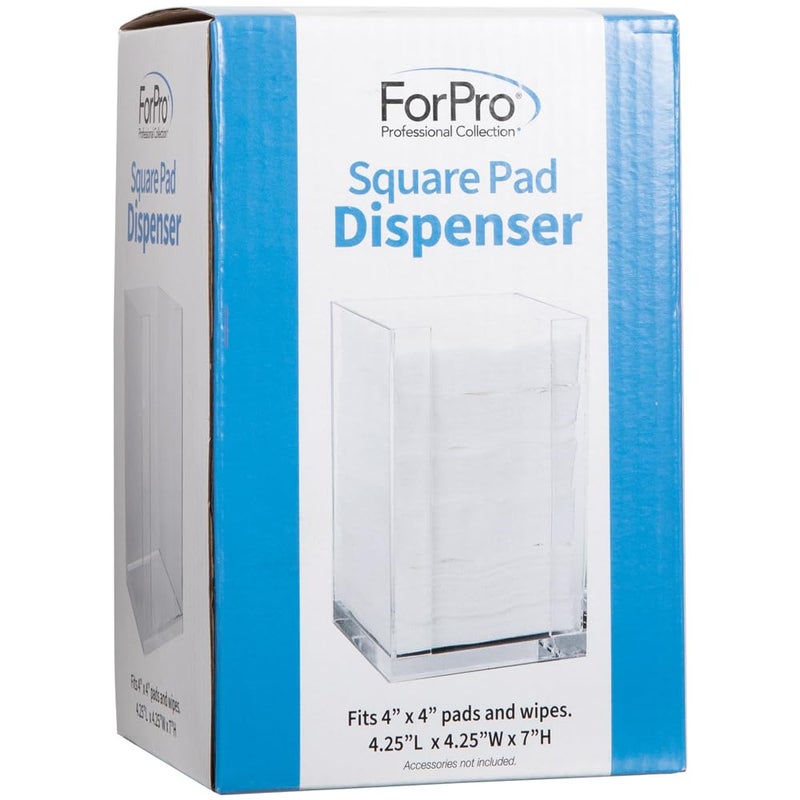ForPro Professional Collection ForPro Square Pad Dispenser - Clear, Acrylic, Open Sides and Top Dispenser - Fits 4â€ x 4â€ Cotton Pads - 7â€ H x 4.25â€ W x 4.25â€ L - Image 3