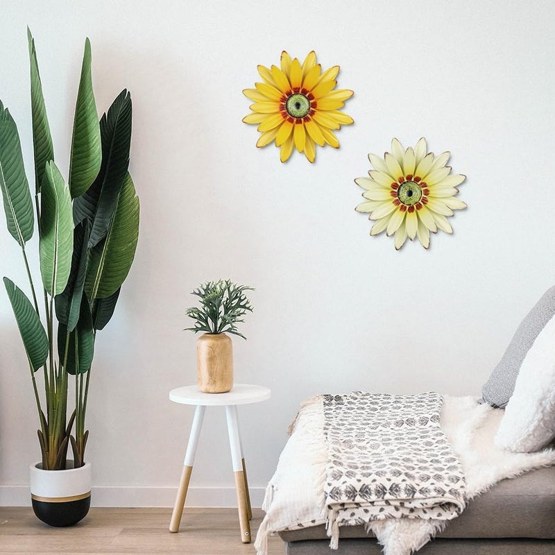 hogardeck 2 PCS 11" Metal Sunflower Wall Decor for Indoor Outdoor, Sunflower Kitchen Wall Decor Floral Metal Wall Art, Outdoor Decor for Bathroom, Living Room, Porch, Garden, Yard - Image 4