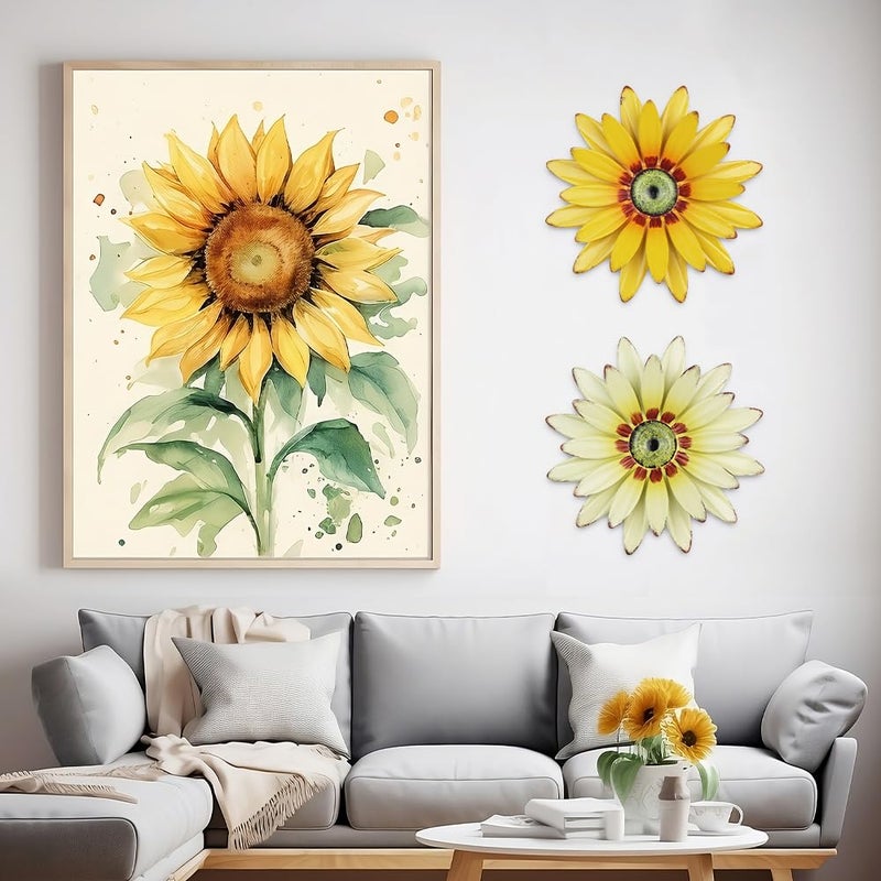 hogardeck 2 PCS 11" Metal Sunflower Wall Decor for Indoor Outdoor, Sunflower Kitchen Wall Decor Floral Metal Wall Art, Outdoor Decor for Bathroom, Living Room, Porch, Garden, Yard - Image 3