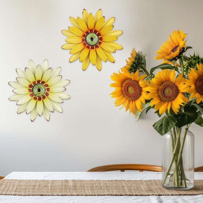 hogardeck 2 PCS 11" Metal Sunflower Wall Decor for Indoor Outdoor, Sunflower Kitchen Wall Decor Floral Metal Wall Art, Outdoor Decor for Bathroom, Living Room, Porch, Garden, Yard - Image 5
