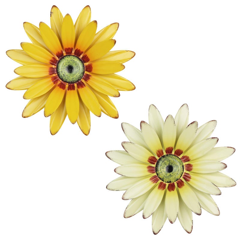 hogardeck 2 PCS 11" Metal Sunflower Wall Decor for Indoor Outdoor, Sunflower Kitchen Wall Decor Floral Metal Wall Art, Outdoor Decor for Bathroom, Living Room, Porch, Garden, Yard - Image 1