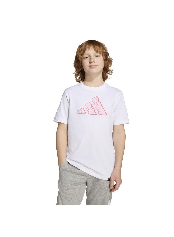 Adidas J Graffiti T White Training T-Shirts For Junior 7-8Y - Image 2