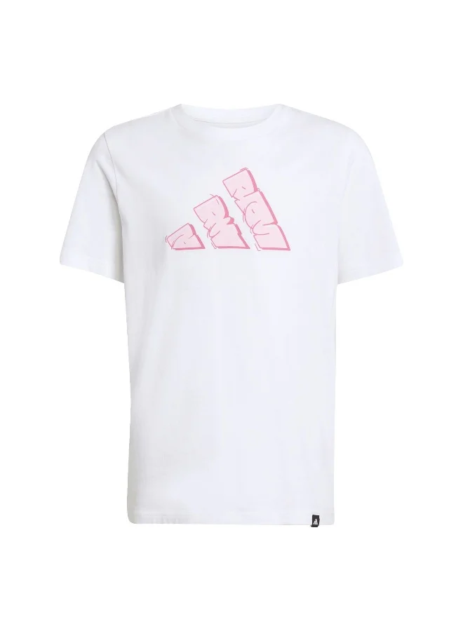Adidas J Graffiti T White Training T-Shirts For Junior 7-8Y