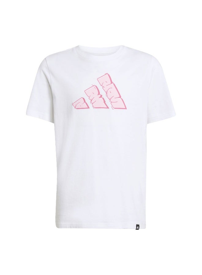 Adidas J Graffiti T White Training T-Shirts For Junior 7-8Y - Image 1