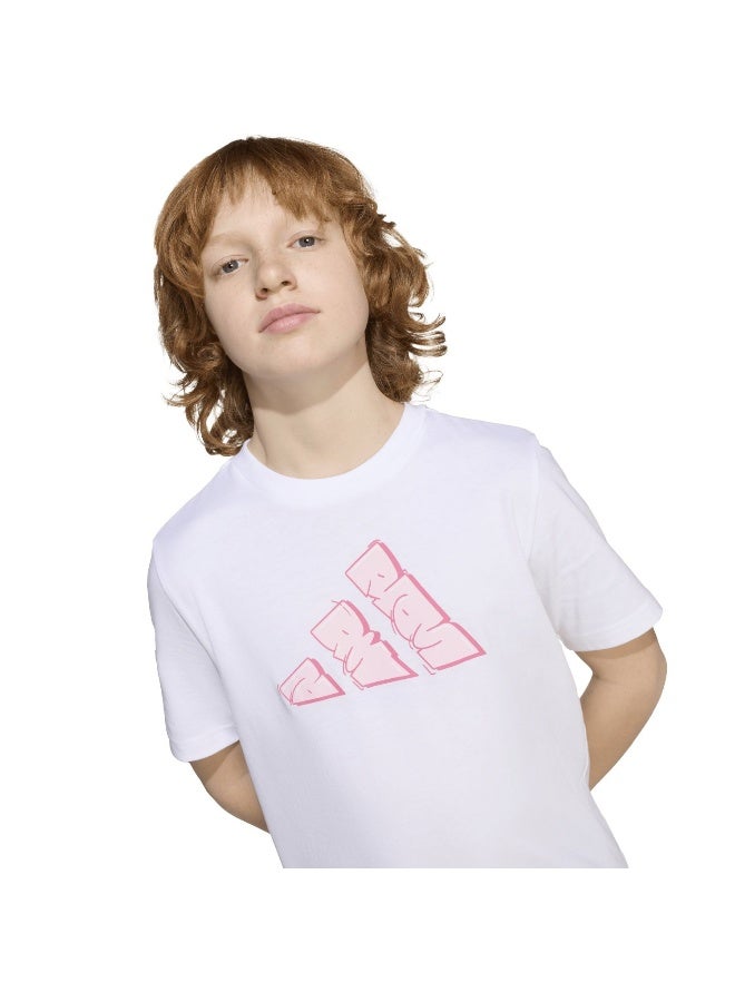 Adidas J Graffiti T White Training T-Shirts For Junior 7-8Y - Image 5
