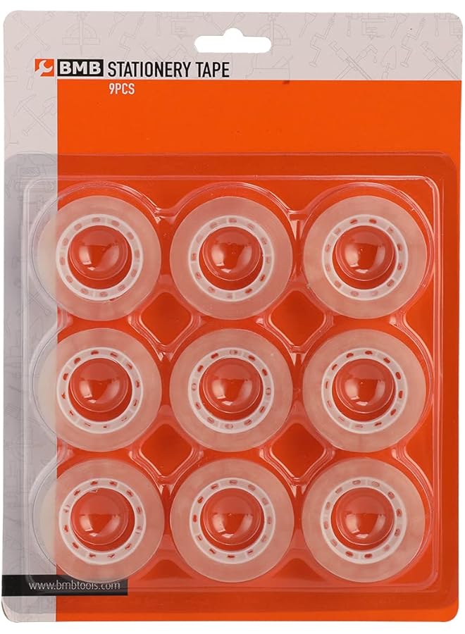 BMB tools Stationery Tape 9 Pieces For Carton Sealing Moving Shipping Office - Image 1