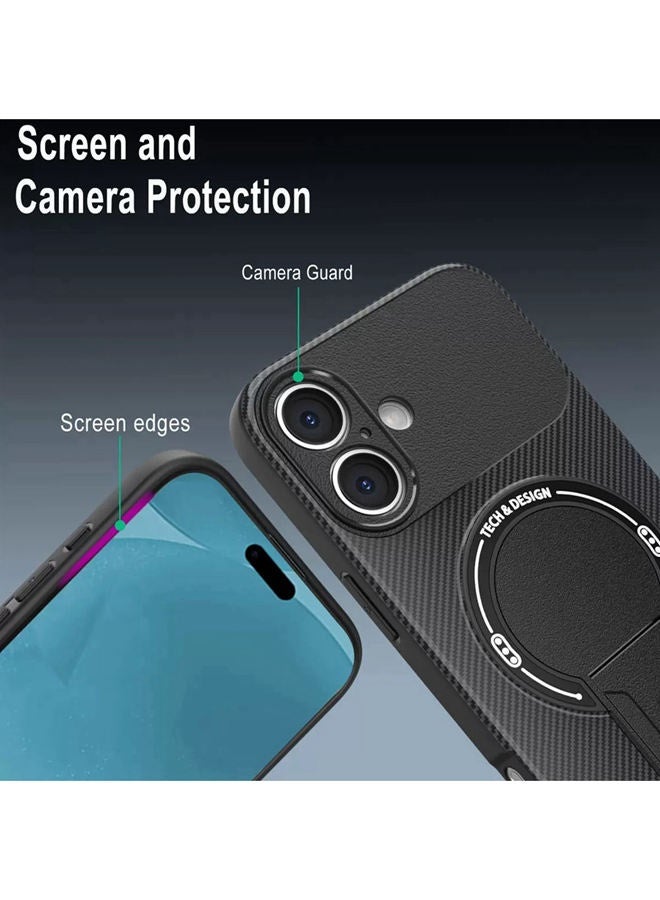 Magnetic Case for iPhone 17  Raised Camera Lens Protection，Phone Holder，Support Wireless Charging，Solid Color Premium Shockproof Protective iPhone 17 Cover，Black - Image 4