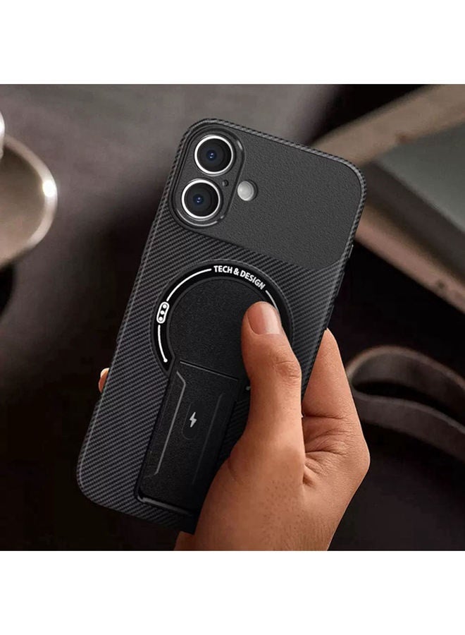 Magnetic Case for iPhone 17  Raised Camera Lens Protection，Phone Holder，Support Wireless Charging，Solid Color Premium Shockproof Protective iPhone 17 Cover，Black - Image 2