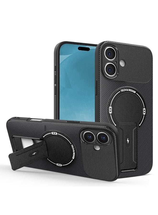 Magnetic Case for iPhone 17  Raised Camera Lens Protection，Phone Holder，Support Wireless Charging，Solid Color Premium Shockproof Protective iPhone 17 Cover，Black - Image 1