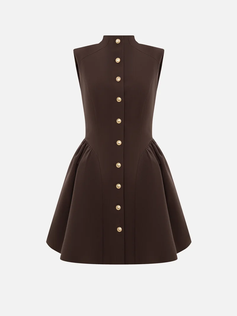 Lichi Mini dress with a voluminous skirt in smooth fabric