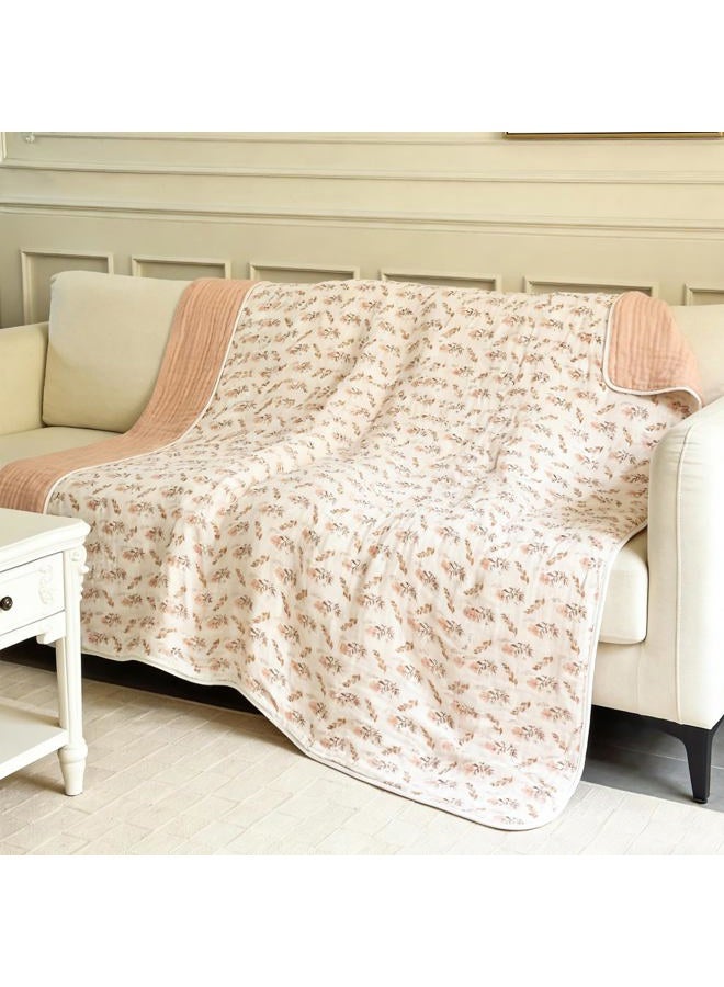 SANACYNA Muslin Blankets 100% Cotton 6-Layer Gauze Queen Floral Bed Blanket Lightweight Soft Breathable Blanket for Sofa Bed Coverlet Both Sides (Floral, Queen 90" X 90") - Image 3