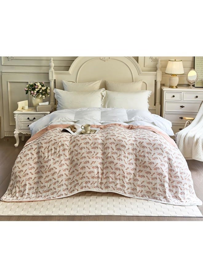 SANACYNA Muslin Blankets 100% Cotton 6-Layer Gauze Queen Floral Bed Blanket Lightweight Soft Breathable Blanket for Sofa Bed Coverlet Both Sides (Floral, Queen 90" X 90") - Image 1
