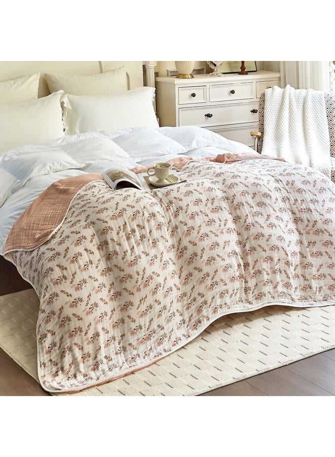 SANACYNA Muslin Blankets 100% Cotton 6-Layer Gauze Queen Floral Bed Blanket Lightweight Soft Breathable Blanket for Sofa Bed Coverlet Both Sides (Floral, Queen 90" X 90") - Image 2