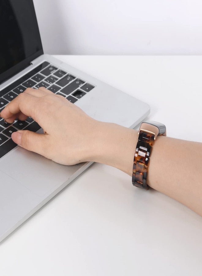 أساور وونجيتو المصنوعة من الراتنج متوافقة مع Fitbit Charge 6 / Charge 5، سوار معصم بديل من الراتنج للرجال والنساء لجهاز تتبع اللياقة البدنية المتطور Charge 5 / Charge 6 (ذهبي وردي + بني محمر) - Image 4