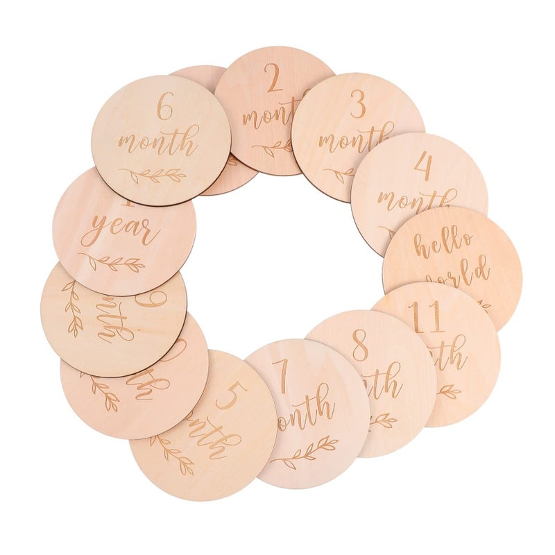 Wooden Baby Milestone Cards Set Of 13 With Frame For Monthly Photography Prop - Image 2