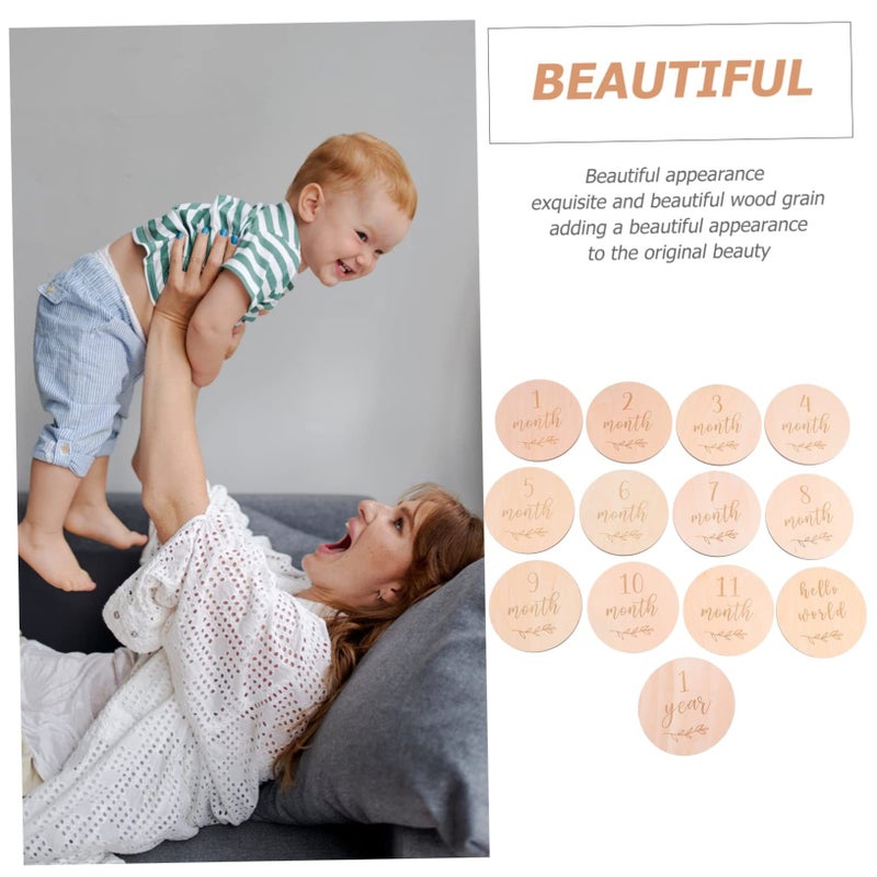 Wooden Baby Milestone Cards Set Of 13 With Frame For Monthly Photography Prop - Image 4
