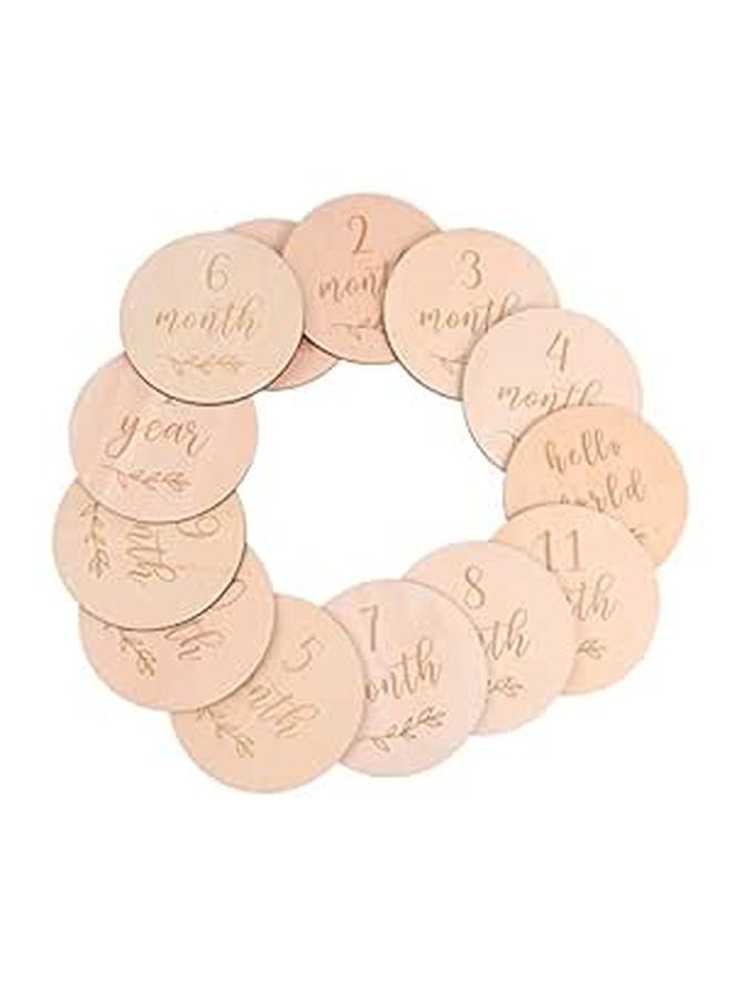 Wooden Baby Milestone Cards Set Of 13 With Frame For Monthly Photography Prop - Image 1