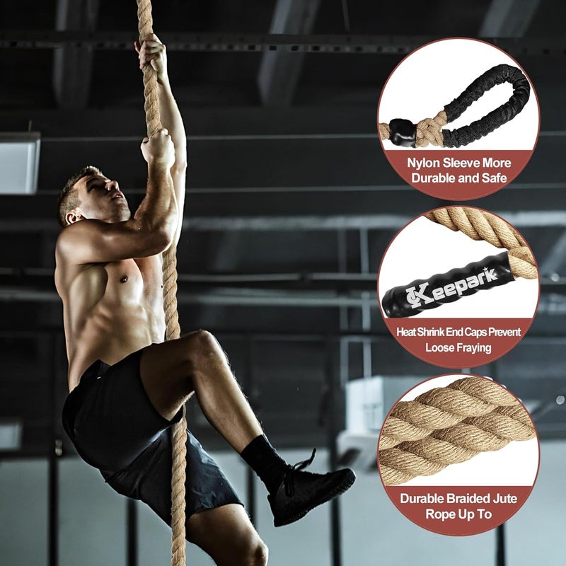Keepark Climbing Rope 1.5 Inch Diameter 10FT 15FT 20FT 25FT 30FT 35FT Gym Climbing Rope for Fitness & Strength Training, Workout Exercises Climbing Rope for Adults Kids Outdoor or Home Indoor - Image 5