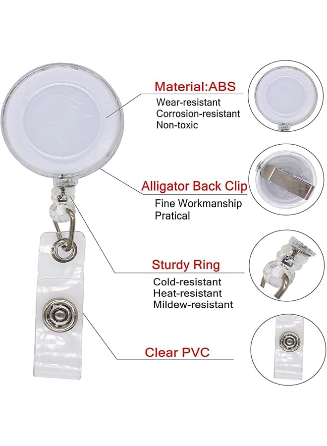 إيروريكس حامل شارة قابل للسحب مكون من 10 مجموعات من حاملات الشارة ومشابك بكرات شارة الهوية وحامل بكرة الشارة وبكرة شارة لموظفي المكتب - Image 2
