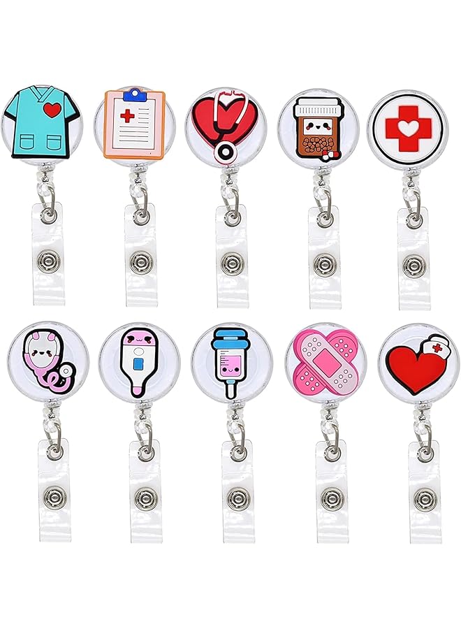 إيروريكس حامل شارة قابل للسحب مكون من 10 مجموعات من حاملات الشارة ومشابك بكرات شارة الهوية وحامل بكرة الشارة وبكرة شارة لموظفي المكتب - Image 3