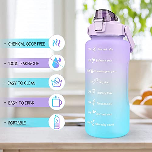 XXSSIER Sipper Water Bottle 2 Liter with Motivational Time Marker Non-Toxic Water Bottle for Office, Water Bottle for Gym (Purple), Plastic, Pack of 1 - Image 3