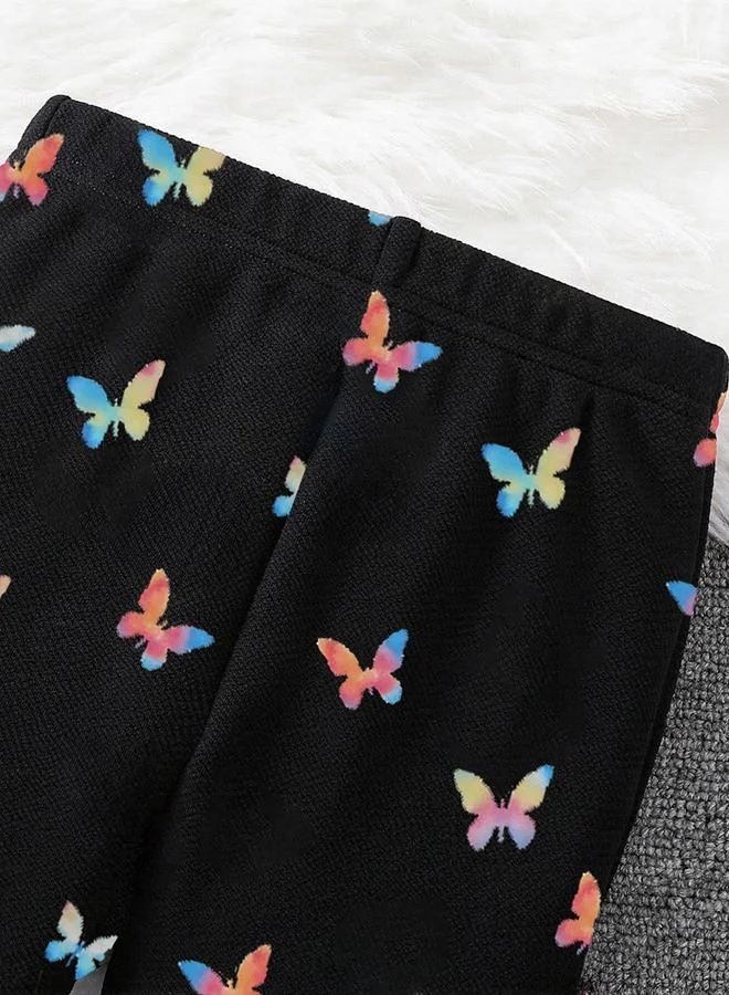 Take Two Girls Graphic Print Sweatshirt with Flare Pants Set