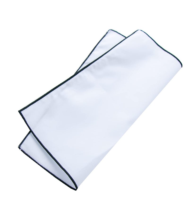 CoCoUSM 3-Pk Mens Cotton White Pocket Square with Color Border(10 Colors) - Image 4