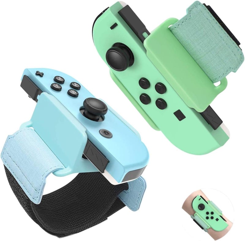 FANPL Upgrade Wrist Bands Compatible with Dance 2026/2025/2024/2023, Adjustable Elastic Strap for Switch & OLED JoyCon Controller, Fit for Adults & Children,2 pack (for Animal Crossing Blue & Green) - Image 1