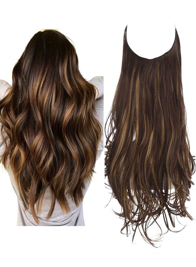 CEUTA Clip in Hair Extensions Golden Brown To Light Blonde Highlight Hair Pieces Clip in Curly Wavy Synthetic Hair Extension for Women - Curly Black Golden Highlight - Image 1