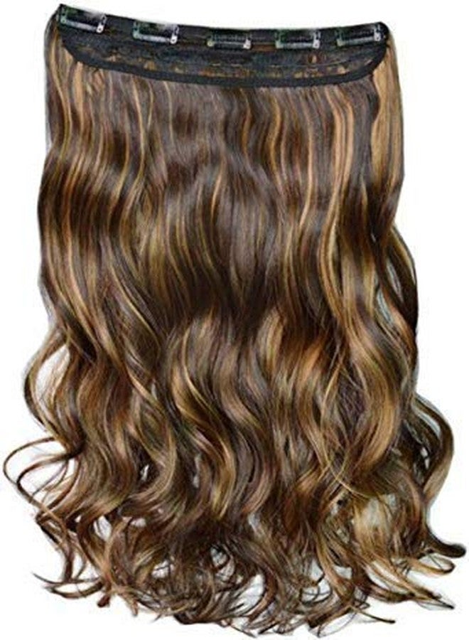 CEUTA Clip in Hair Extensions Golden Brown To Light Blonde Highlight Hair Pieces Clip in Curly Wavy Synthetic Hair Extension for Women - Curly Black Golden Highlight - Image 2