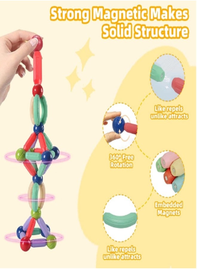STEM Magnetic Sticks Building Blocks Toy For Kids, 3D Magnetic Balls And Rods Set Kids Montessori Educational Toys Stacking Toys For Kids Age 3+ Years (100 Pcs)  - Image 2