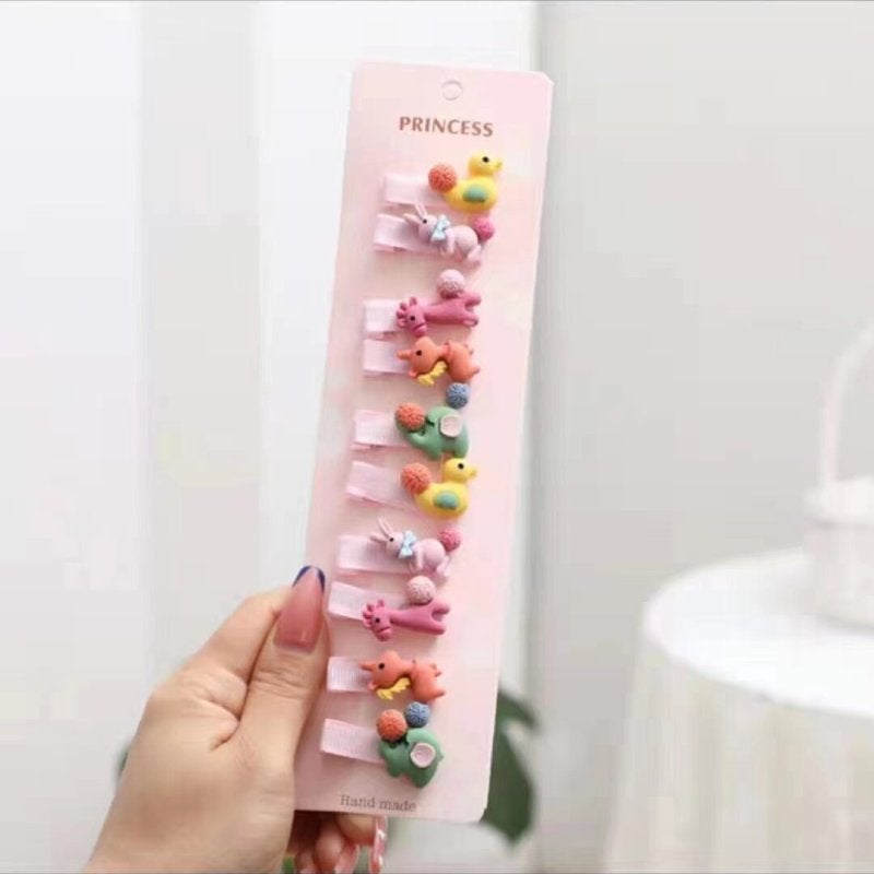 10 PCS Baby Girls Hair Clips, Colourful & Cute Hair Accessories | Multicolour - Image 1
