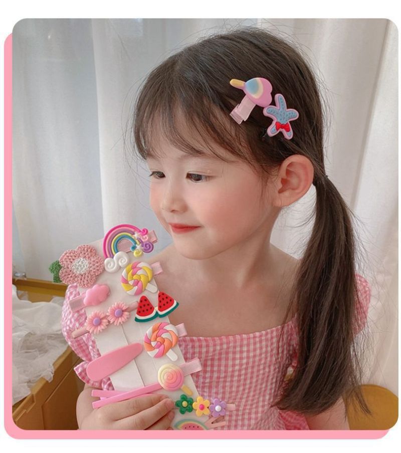 10 PCS Baby Girls Hair Clips, Colourful & Cute Hair Accessories | Multicolour - Image 3