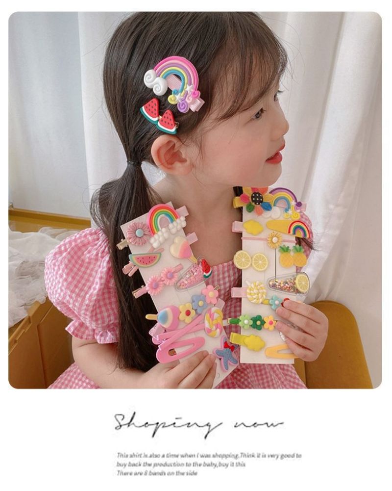 10 PCS Baby Girls Hair Clips, Colourful & Cute Hair Accessories | Multicolour - Image 4