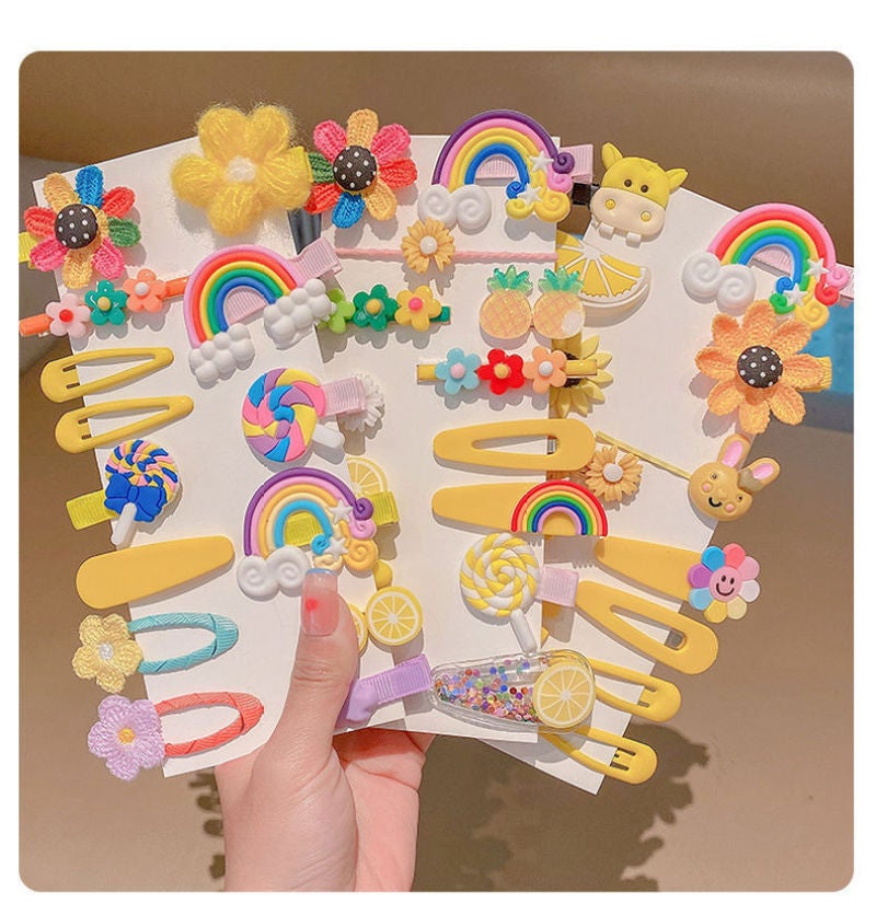 10 PCS Baby Girls Hair Clips, Colourful & Cute Hair Accessories | Multicolour - Image 5