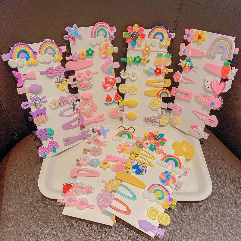 10 PCS Baby Girls Hair Clips, Colourful & Cute Hair Accessories | Multicolour - Image 2