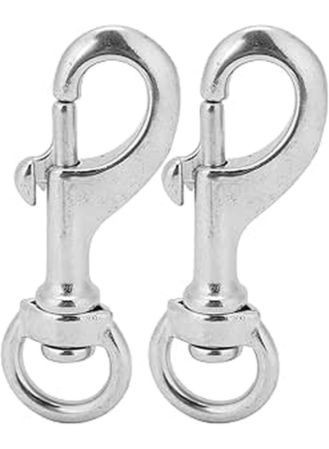 80mm 316 Stainless Steel Swivel Eye Snap Hook 2PCS Heavy Duty 360 Degree Rotating Diving Clip - Image 1