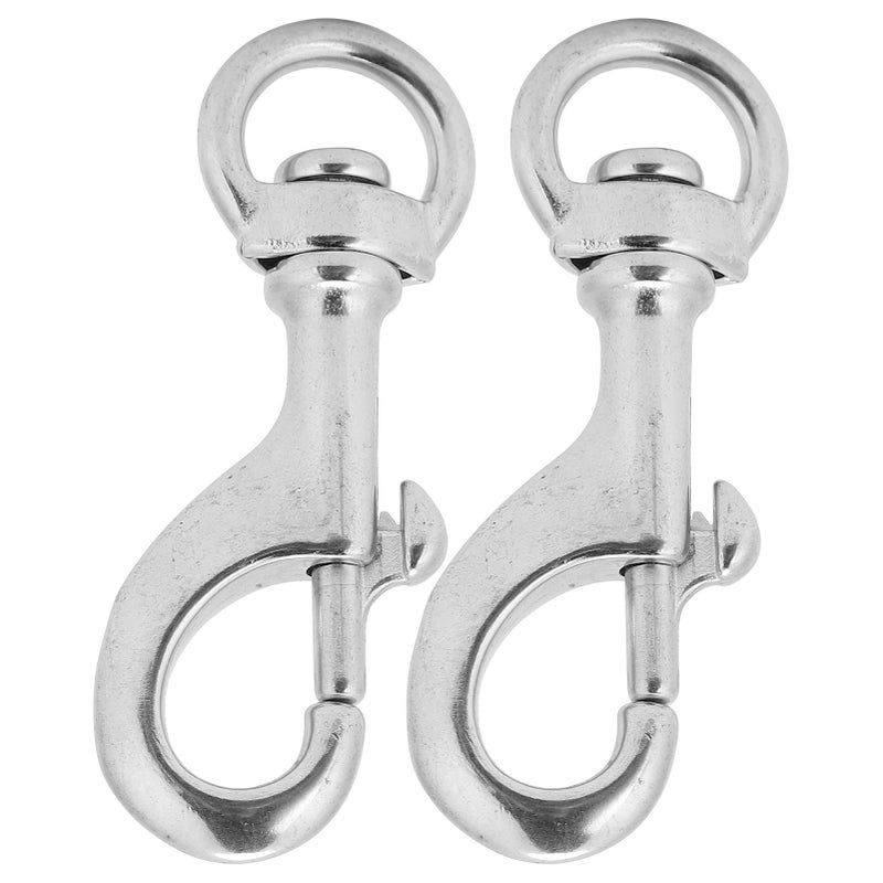 80mm 316 Stainless Steel Swivel Eye Snap Hook 2PCS Heavy Duty 360 Degree Rotating Diving Clip - Image 5
