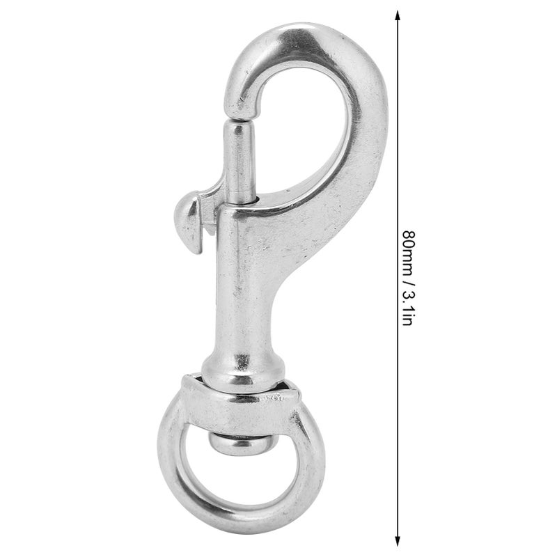 80mm 316 Stainless Steel Swivel Eye Snap Hook 2PCS Heavy Duty 360 Degree Rotating Diving Clip - Image 3