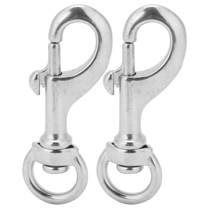 80mm 316 Stainless Steel Swivel Eye Snap Hook 2PCS Heavy Duty 360 Degree Rotating Diving Clip - Image 2