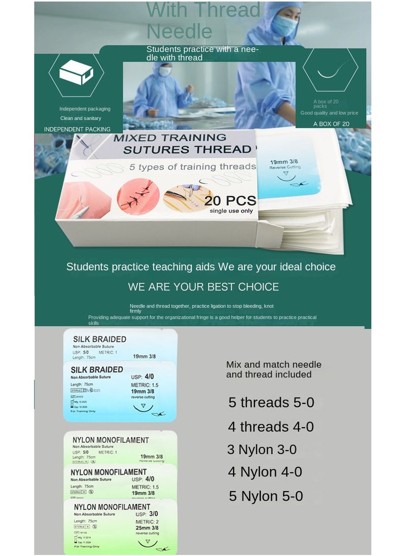Laboratory Skin Suture Nylon Thread And Needle Mix And Match