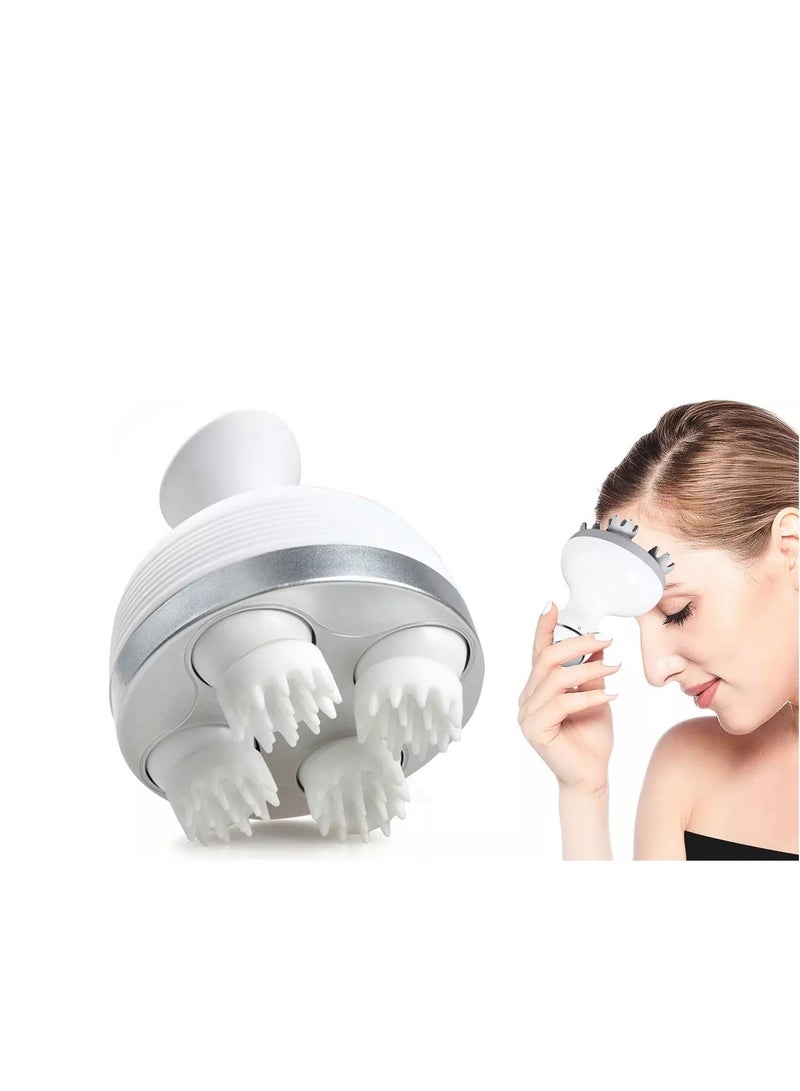 Electric Scalp Massager, With 4 Kneading Massage Heads Portable Handheld Hair Massager, Portable Rechargeable Head Massager, Gifts For Ladies And Men, Promote Hair Growth, Pressure Release. - Image 1