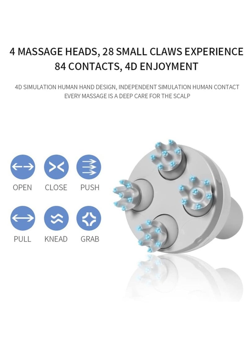 Electric Scalp Massager, With 4 Kneading Massage Heads Portable Handheld Hair Massager, Portable Rechargeable Head Massager, Gifts For Ladies And Men, Promote Hair Growth, Pressure Release. - Image 5